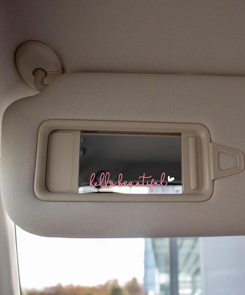 RACOONA Rearview Mirror Decal,Hello Beautiful Decal,Car Accessories Stickers Rearview Mirror Sticker (Pink&White) - Image 4